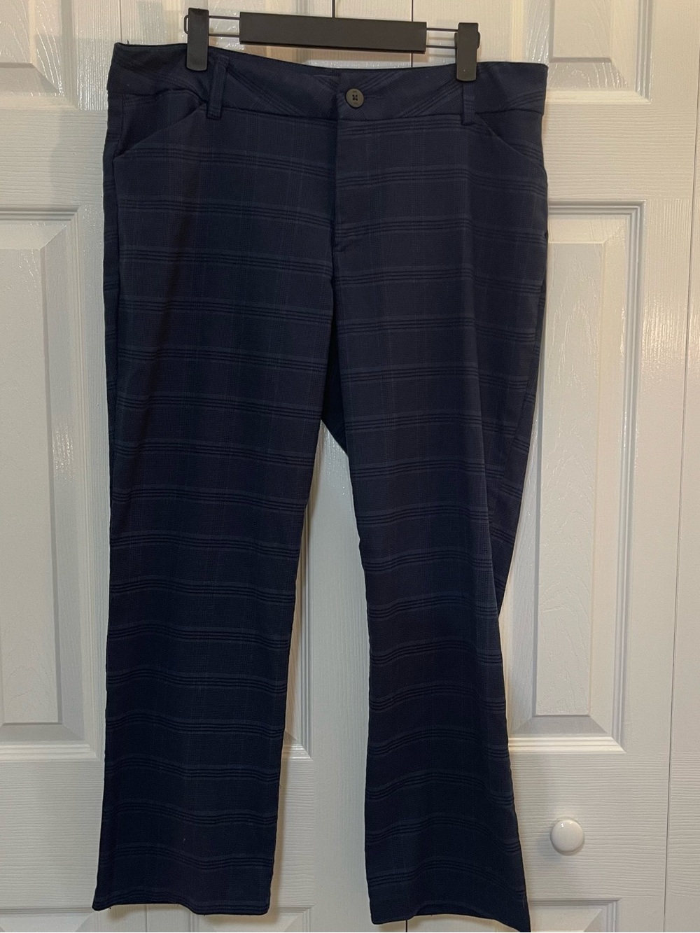 Lee Women’s Navy Blue Textured Pants Preppy Plaid Classic Corpcore